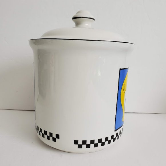 Vintage Tweety Bird Looney Tunes Warner Bros Cookie Jar White Black Check 1993 - Picture 5 of 11